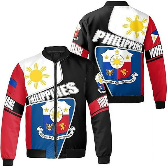 Lotusprinthandmade Personalized Philippines Flag All-over Print Bomber Jacket S-5XL Multicolor