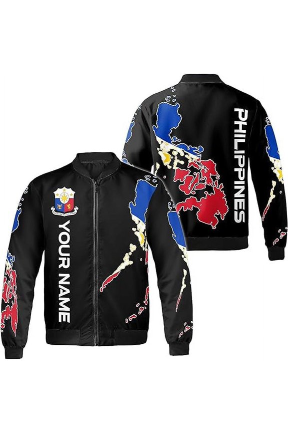 Personalized Philippines Flag All-over Print Bomber Jacket S-5XL Multicolor