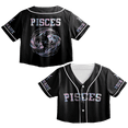thumbnail image 1 of Lotusprinthandmade Personalized Pisces Zodiac Crop Top Baseball Jersey XS-XL Multicolor, birthday gift, zodiac pisces shirt, zodiac croptop baseball jersey, 1 of 5