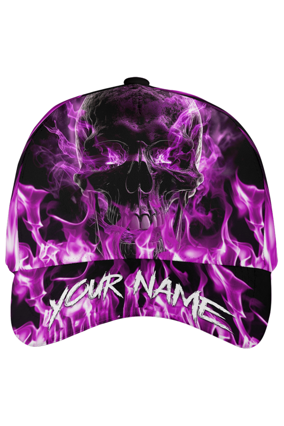 Personalized Skull And Fire Classic Baseball Cap One Size Multicolor