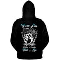 thumbnail image 1 of Lotusprinthandmade Personalized Skull Couple From Our First Kiss Black Hoodie 2D S-5XL 50/50 cotton/polyester mix, 1 of 4