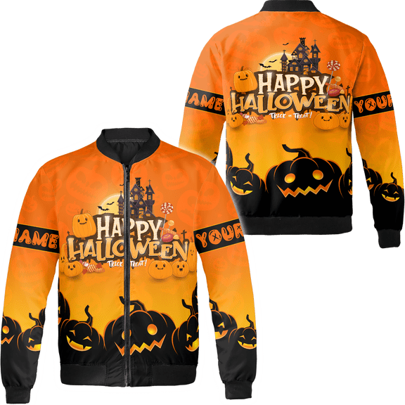 Lotusprinthandmade Personalized Skull Halloween All-over Print Bomber Jacket S-5XL Multicolor (S)