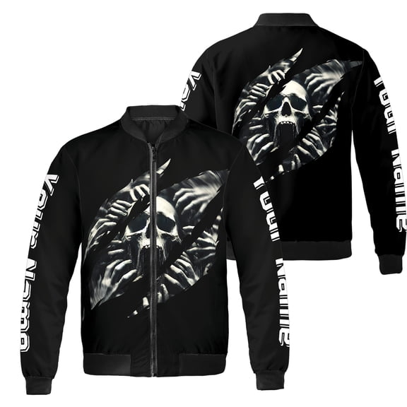 Lotusprinthandmade Personalized Skull Horror Bomber Jacket S-5XL Multicolor (2XL), custom name horror skull jacket, skeleton bomber