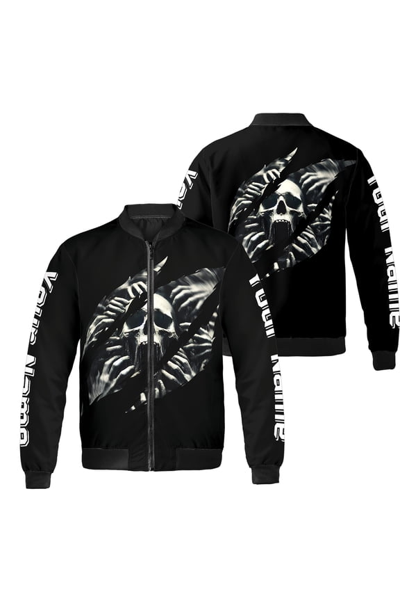 Personalized Skull Horror Bomber Jacket S-5XL Multicolor (5XL), custom name horror skull jacket, skeleton bomber