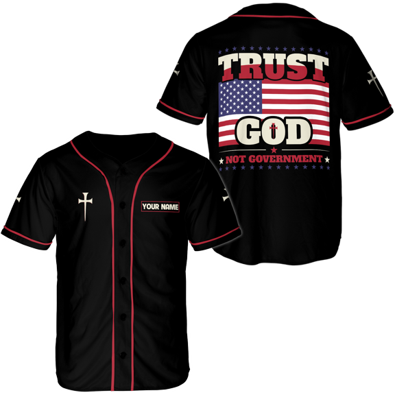 Lotusprinthandmade Personalized Trust God Not Government Baseball Jersey XS-5XL Multicolor, god baseball jersey, god jersey, god shirt, god shirts for women