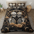 thumbnail image 1 of Lotusprinthandmade Personalized Valentine's Day Skull Couple Bedding Set (Made in Vietnam) (68x88), Romantic Skull-Themed Bedding, 1 of 5