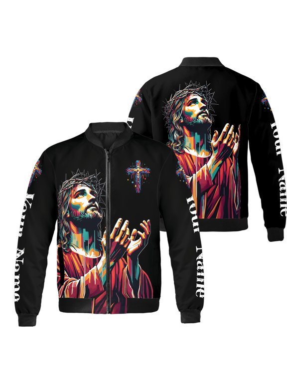 Personalized Vintage Jesus Christ All-over Print Bomber Jacket S-5XL Multicolor (2XL) – Jesus Bomber Jacket
