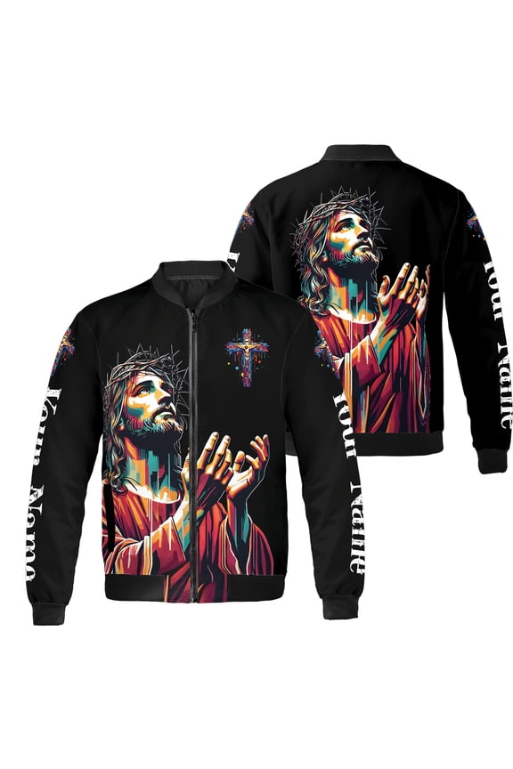 Personalized Vintage Jesus Christ All-over Print Bomber Jacket S-5XL Multicolor (5XL) – Jesus Bomber Jacket
