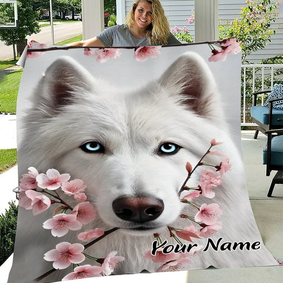 Lotusprinthandmade Personalized Wolf 3D Graphic Fleece Blanket 2 Sizes (Made in US) (60"x50"), 3d wolf print throw, wolf design fleece