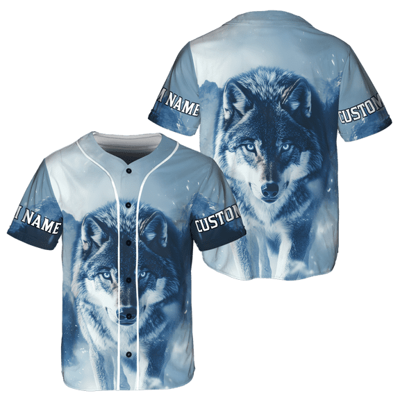 Lotusprinthandmade Personalized Wolf Native America People Unisex Baseball Jersey, M