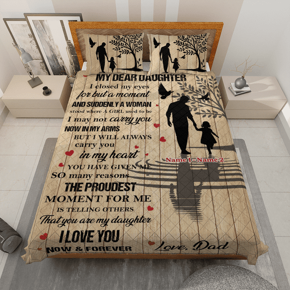 Lotusprinthandmade Personalized You Are My Daughter Quilt Bedding Set (White Binding) 5 Sizes (Made in Vietnam) (55x60), Cozy Dad-Daughter Quilt, Emotional Dad-To-Daughter Quilt