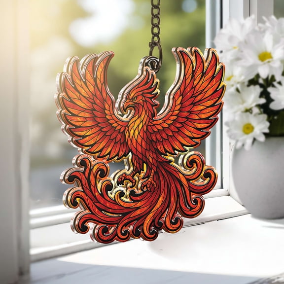 Lotusprinthandmade Phoenix Custom Shape Window Hanging Suncatcher 4in – Window Hanging With Phoenix Theme