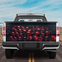 Lotusprinthandmade Pile of Skulls Tailgate Wrap 2 Sizes (24"x58"), Gothic Skull Pattern Truck Vinyl Decal for Horror Lovers