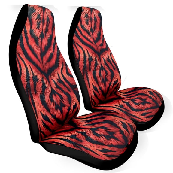 Lotusprinthandmade Red Tiger Graphic Front Car Seat Cover One Size