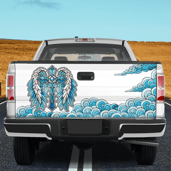 Lotusprinthandmade Religious Jesus Christian Tailgate Wrap 2 Sizes (26"x66"), religious truck tailgate wrap, faith based jesus tailgate wrap, christian truck wrap