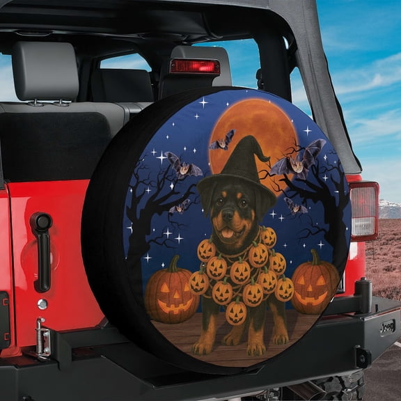 Lotusprinthandmade Rottweiler Dog Halloween Spare Tire Cover Without Backup Camera Hole 6 Sizes (28 in.)