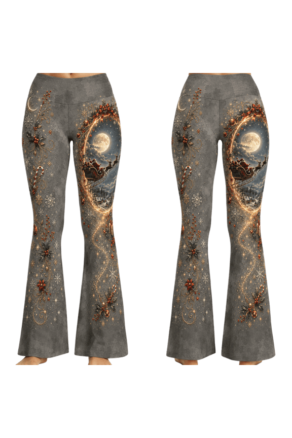 Santa Christmas Print All-over Print Flare Leggings XS-5XL (XS), gothic Funny Santa Claus Workout Leggings