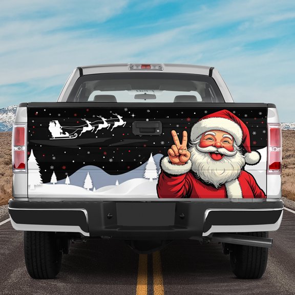 Lotusprinthandmade Santa Claus Holiday Tailgate Wrap 2 Sizes (24"x58"), santa claus tailgate wrap, christmas santa car cover
