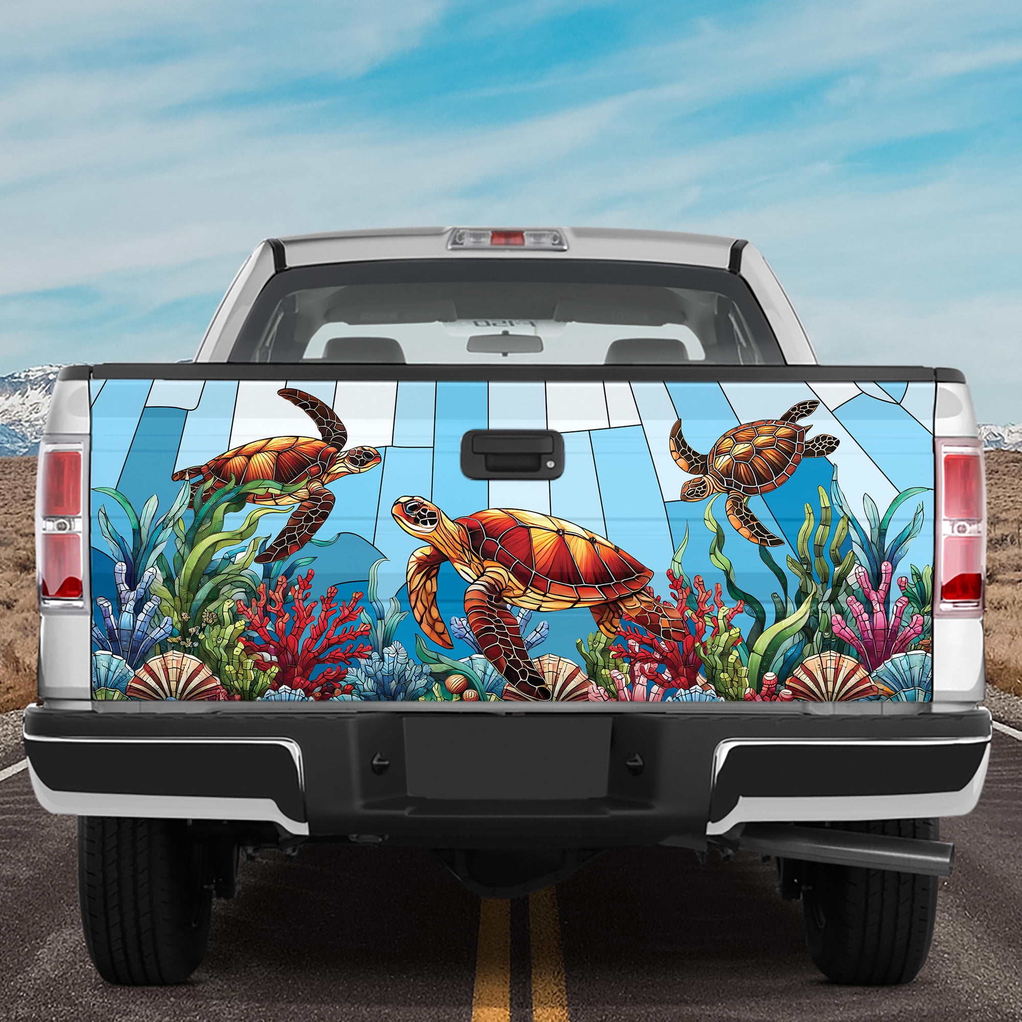 Turtle Shell Pattern Truck Lotusprinthandmade Sea Turtle 3D Tailgate Wrap 2 Sizes (26