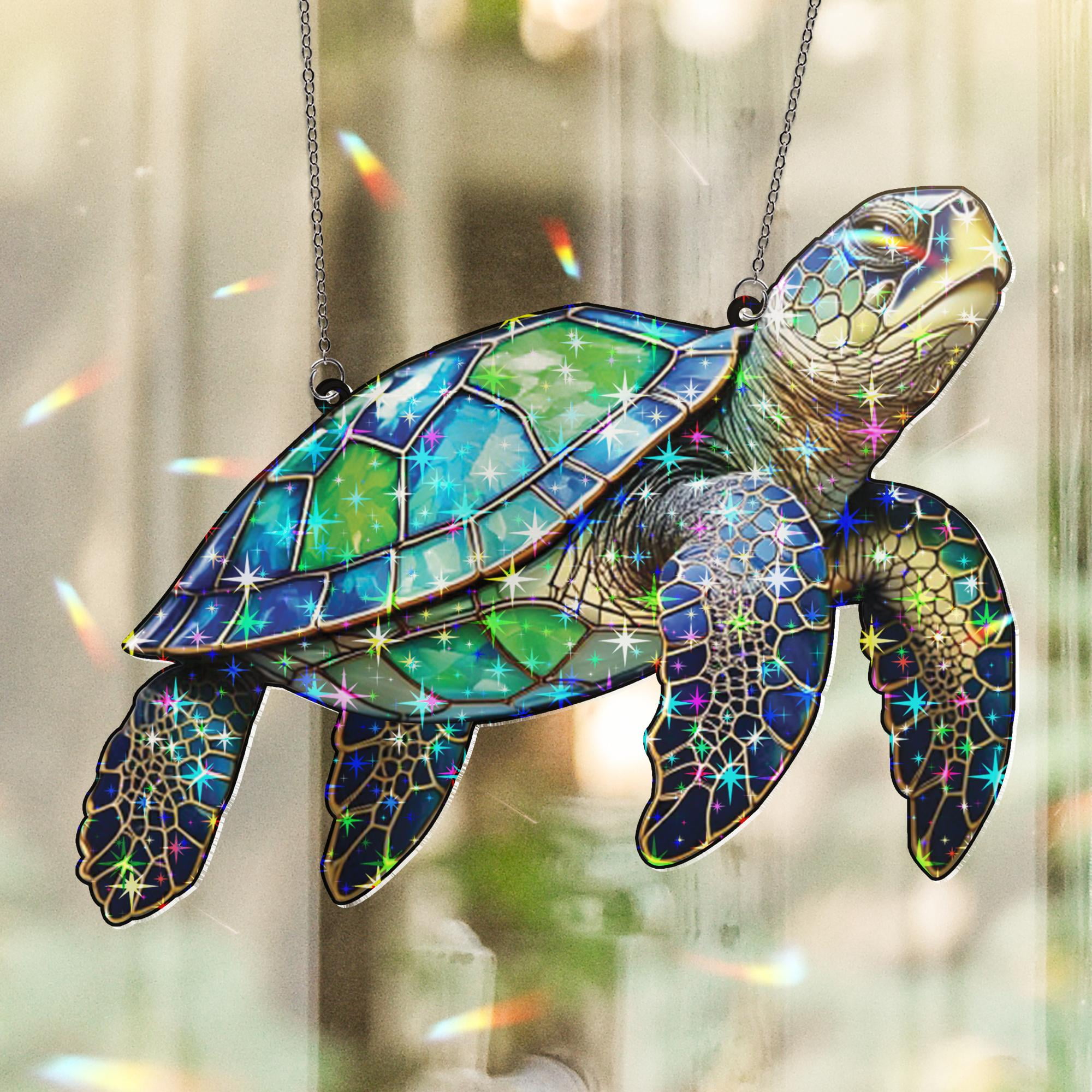 Lotusprinthandmade Sea Turtle Custom Shape Star Hologram Ornament 6in, 3d sea turtle holographic decoration, sea turtle charm