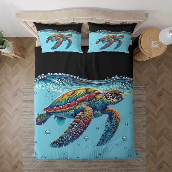 Lotusprinthandmade Sea Turtle Ocean Bedding Set (Made in Vietnam) (88x88), sea turtle bedding, ocean bedding set