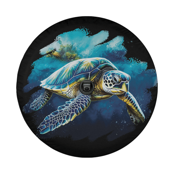 Lotusprinthandmade Sea Turtle Ocean Turtle Spare Tire Cover With Backup Camera Hole 6 Sizes