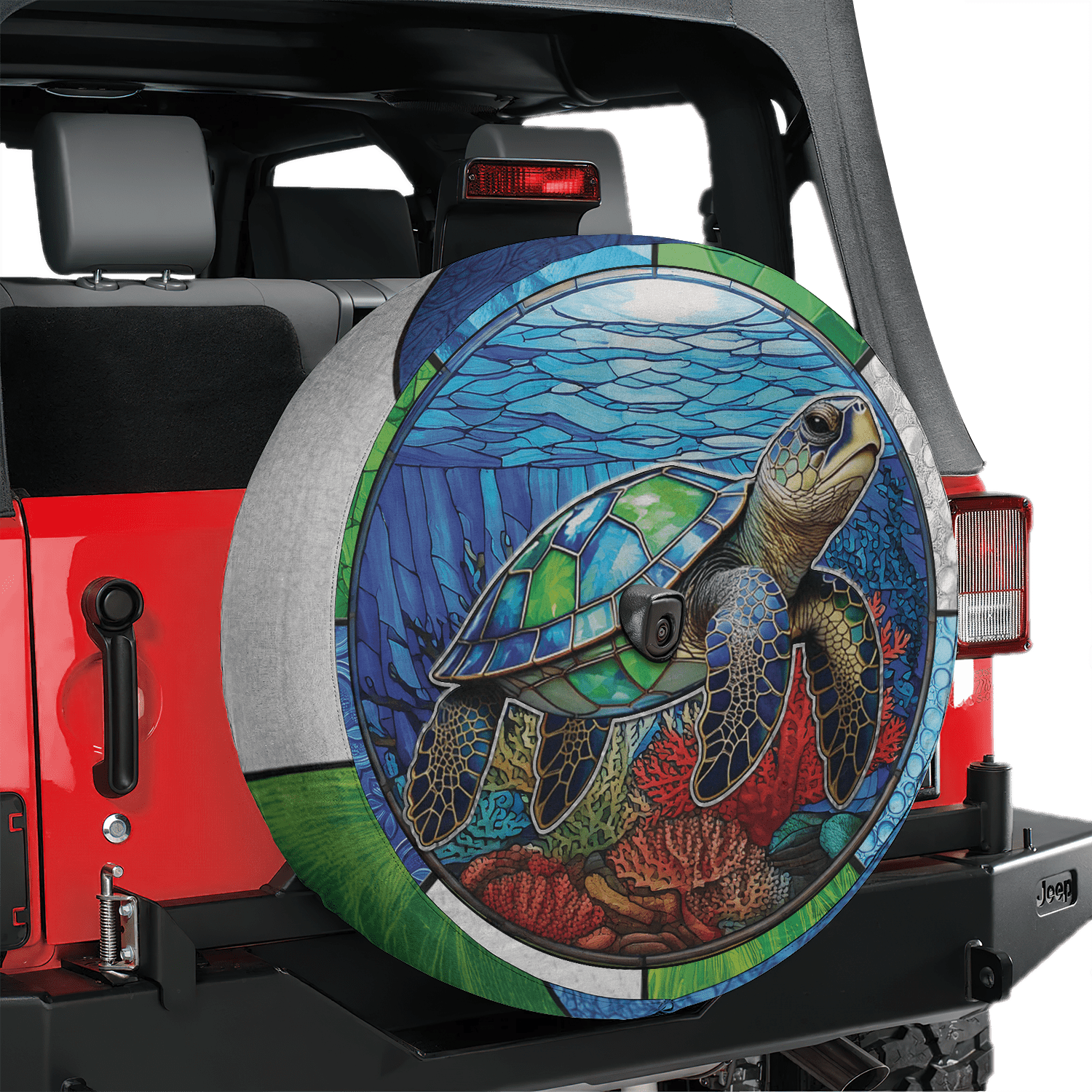 Lotusprinthandmade Sea Turtle Spare Tire Cover With Backup Camera Hole ...