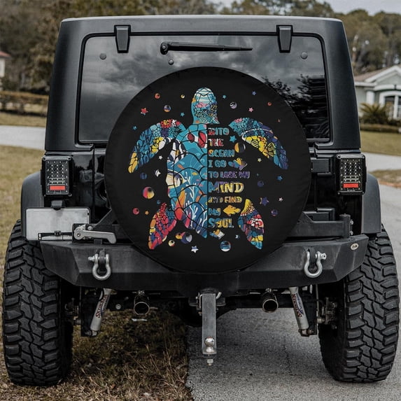Lotusprinthandmade Sea Turtle Spare Tire Cover Without Backup Camera Hole 33 in, Multicolor