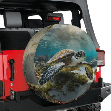 Lotusprinthandmade Sea Turtle Spare Tire Cover Without Backup Camera Hole 6 Sizes (27 in.)