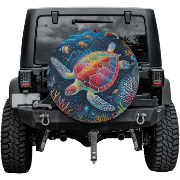 Lotusprinthandmade Sea Turtle Spare Tire Cover Without Backup Camera Hole 6 Sizes (27 in.)
