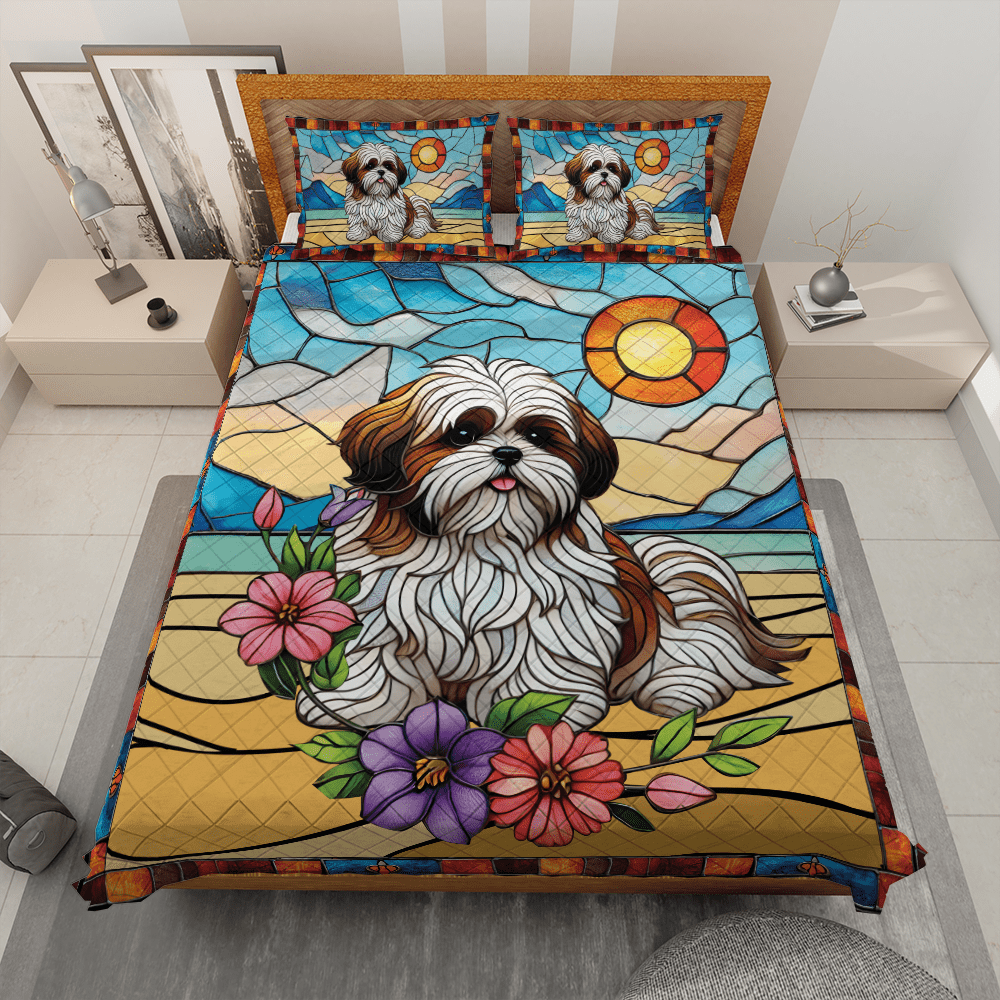 Shih Tzu Dog Pattern Print Blanket