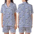 thumbnail image 1 of Lotusprinthandmade Shih Tzu Toile Dog Graphic All-over Print Satin Short-Sleeve Pajamas Set (M), Cute Dog Lover Sleepwear, 1 of 5