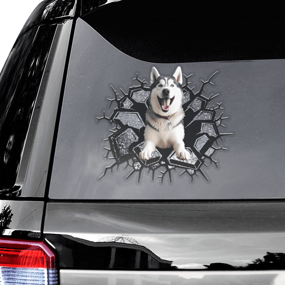 Lotusprinthandmade Siberian Husky Crack Transparent Vinyl Decal 4 Sizes
