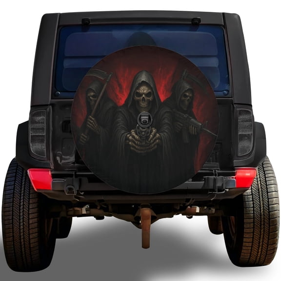 Lotusprinthandmade Skeleton Spare Tire Cover With Backup Camera Hole