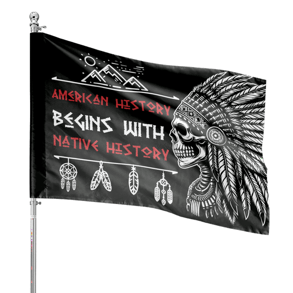 Lotusprinthandmade Skull America Native 100% Polyester House Flag 36×60 inches