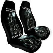 Lotusprinthandmade Skull Couple Front Car Seat Cover One Size, skull seat covers, skull car seat covers