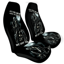 Lotusprinthandmade Skull Couple Love Front Car Seat Cover One Size