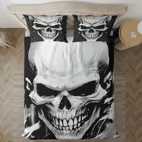 Lotusprinthandmade Skull Halloween Horror Graphic Bedding Set