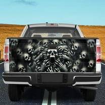 Lotusprinthandmade Skull Horror Tailgate Wrap 2 Sizes (24"x58"), skull tailgate decal, skeleton truck wrap, skull truck graphic