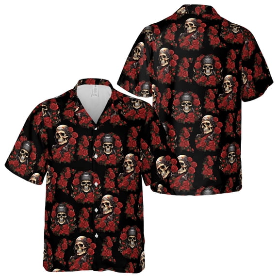 Lotusprinthandmade Skull Skeleton Skull Skeleton Short-sleeve Hawaiian Shirt S-5XL (S), Skull Hawaii Shirt for Men, Skull Hawaii Shirt for Men