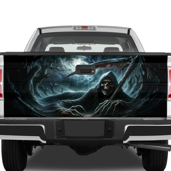 Lotusprinthandmade Skull Skeleton Tailgate Wrap 2 Sizes 24"x58", skeleton tailgate wrap, skeleton vinyl tailgate wrap