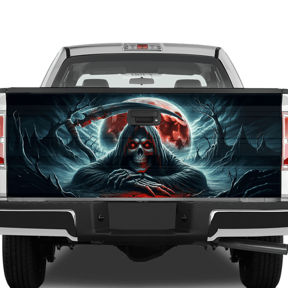 Lotusprinthandmade Skull Skeleton Tailgate Wrap 2 Sizes 24"x58", skeleton tailgate wrap, skeleton vinyl tailgate wrap