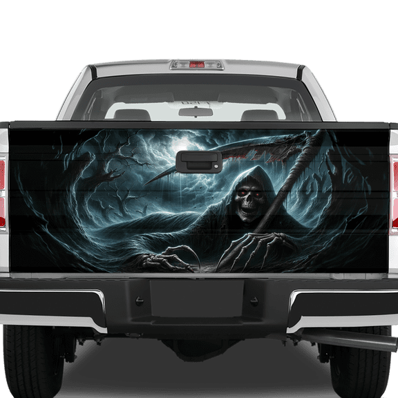 Lotusprinthandmade Skull Skeleton Tailgate Wrap 2 Sizes 26"x66", skeleton tailgate wrap, skeleton vinyl tailgate wrap