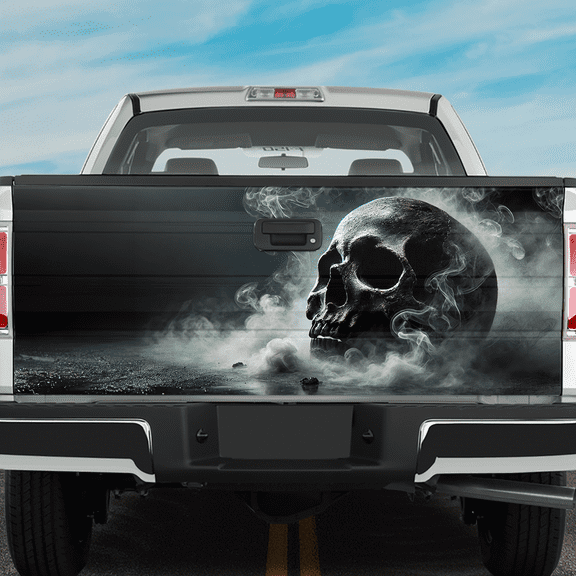 Lotusprinthandmade Skull Truck Tailgate Wrap 24"x58", Skull Lover Truck Tailgate Sticker Decal Wrap