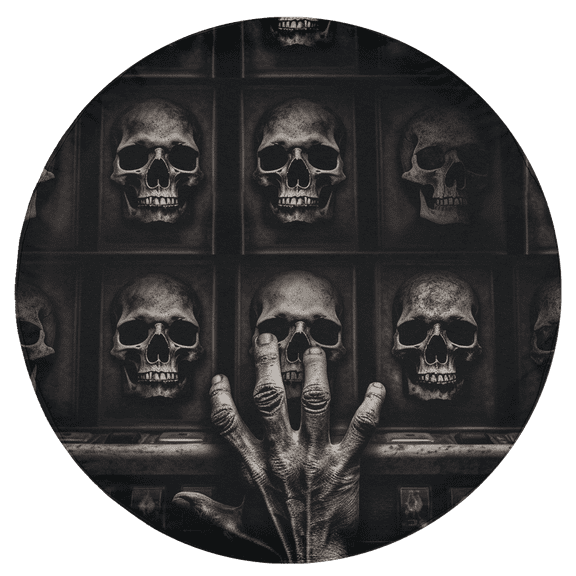 Lotusprinthandmade Skull in Black Theme Spare Tire Cover Without Backup Camera Hole