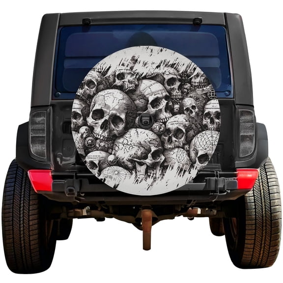 Lotusprinthandmade Skulls Spare Tire Cover With Backup Camera Hole