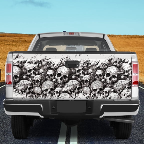 Lotusprinthandmade Skulls Tailgate Wrap 2 Sizes (26"x66"), skeleton truck tailgate decal, gothic skull tailgate cover