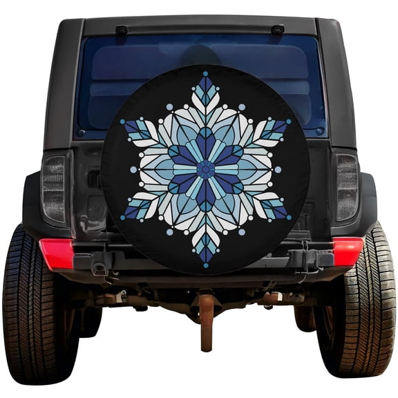 Lotusprinthandmade Snowflake Winter Holiday Spare Tire Cover Without Backup Camera Hole 6 Sizes (33 in.)