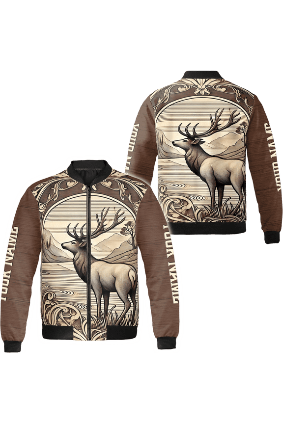 (Style 1) Personalized Deer Hunting All-over Print Bomber Jacket S-5XL Multicolor (S)
