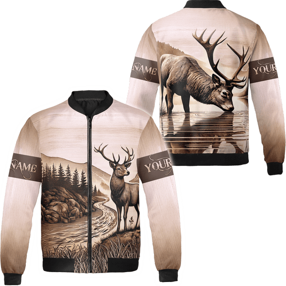 Lotusprinthandmade (Style 2) Personalized Deer Hunting All-over Print Bomber Jacket Hoodie S-5XL Multicolor (L)